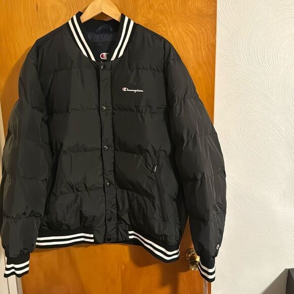Champion Puffer Jacket Mens XL Zip Pockets Varsity